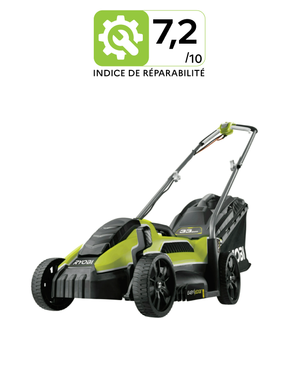 Tondeuse électrique RYOBI Rlm3313, 1300 W - Indice de Réparabilité